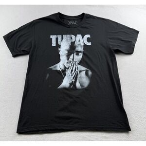 Tupac Graphic T-Shirt Mens Size M Black 2Pac Praying Hands